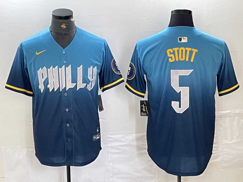 Mens Philadelphia Phillies #5 Bryson Stott Blue 2024 City Cool Base Stitched Jersey->philadelphia phillies->MLB Jersey